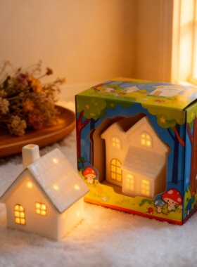 手工小房子造型LED夜灯摆件