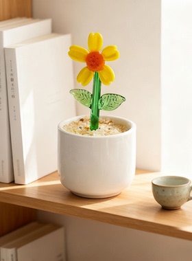 手工钩织向日葵桌面摆件解闷