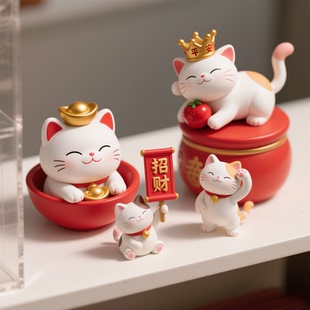 創(chuàng)意可愛招財(cái)貓擺件客廳電視柜旁桌面裝 飾品高級感喬遷新居送禮