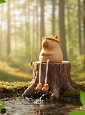 治愈系卡皮巴拉木质包挂摆件