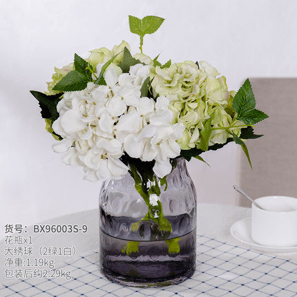 创意大口花瓶玻璃透明干花插花摆设客厅餐桌玄关装饰品摆件小清新