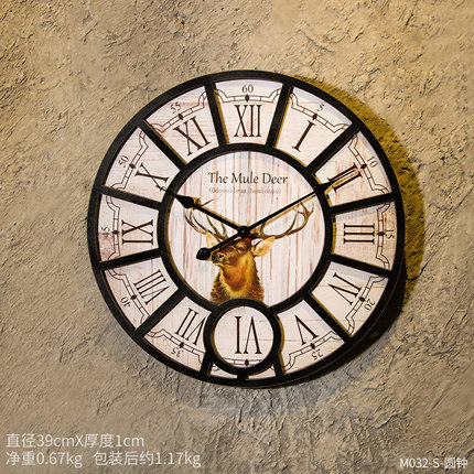 复古北欧个性壁挂客厅卧室创意挂钟酒吧服装店奶茶店墙上时钟挂件