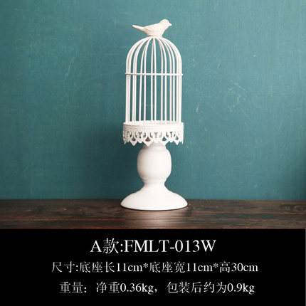欧式北欧铁艺鸟笼烛台装饰品摆件美式田园餐厅卧室创意浪漫小摆设