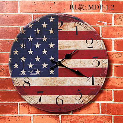 美式复古怀旧挂钟客厅餐厅墙上小挂件创意田园乡村钟表装饰品壁饰