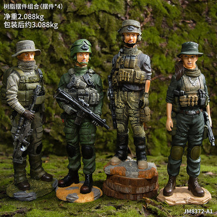 个性复古办公桌面酒柜书柜特种兵装饰品摆件创意军人卧室书桌摆设