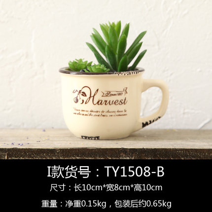 小清新田园卧室墙上壁挂装饰仿真花卉陶瓷多肉盆栽饰品奶茶店墙挂