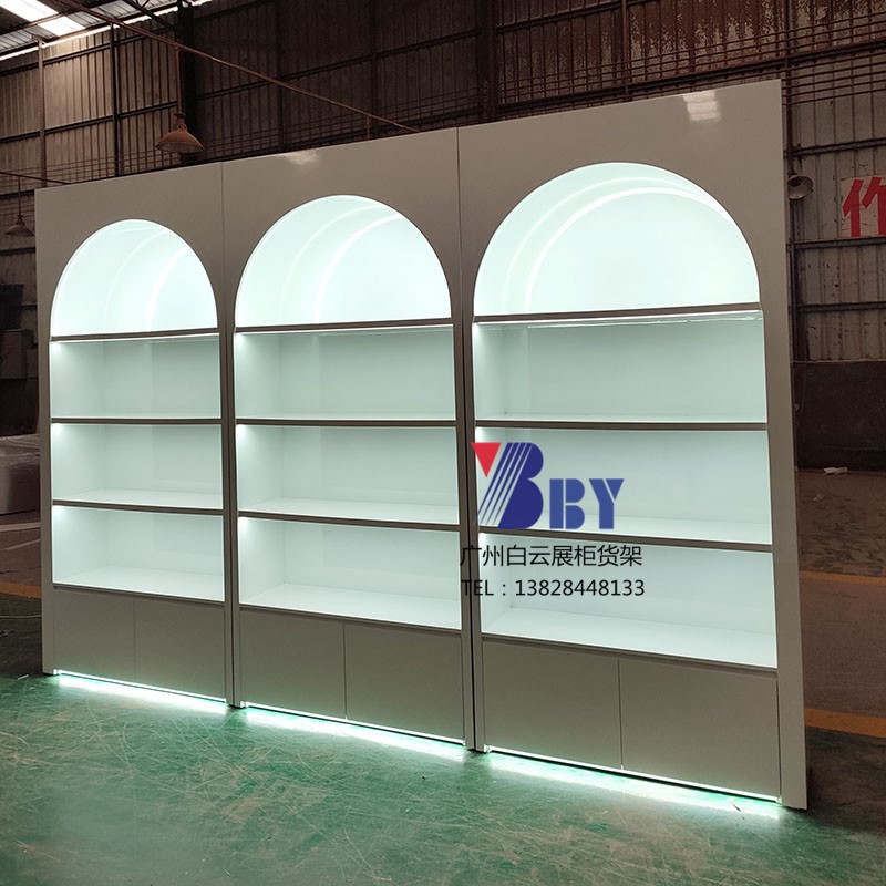 定制化妆品展示柜美容院产品货架烤漆陈列柜玩具礼品包包店展示架