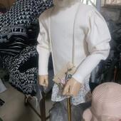 新款 打底衫 内搭坑条 冬季 女童针织打底套头毛衣春秋上衣泡泡袖