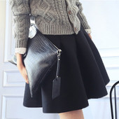 2025秋冬新款 太空棉半身裙蓬蓬裙高腰百褶短裙显瘦打底a字裙女冬