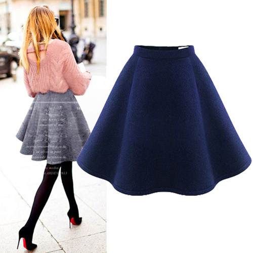 半身裙毛呢大码秋冬毛呢黑色高腰