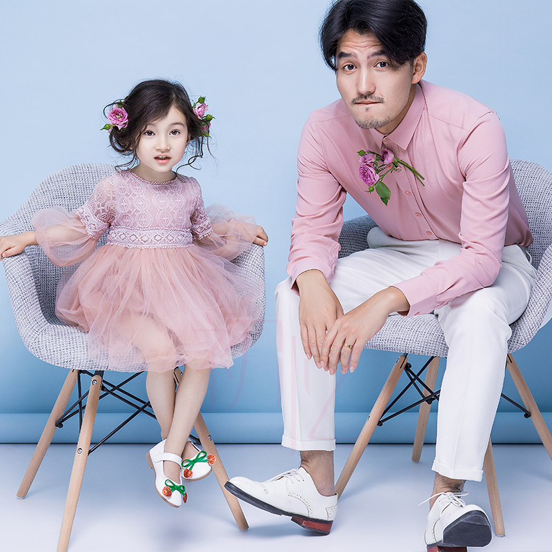 展会新款影楼主题亲子装写真拍照服装父女纪念册亲情艺术照服装