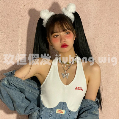 双马尾假发片绑带式蓬松马尾辫