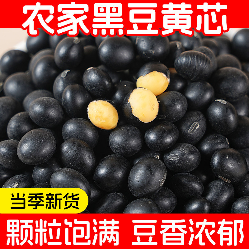 黄心黑豆生的新货打豆浆专用杂粮老品种农家优质黑小豆纯正生豆类