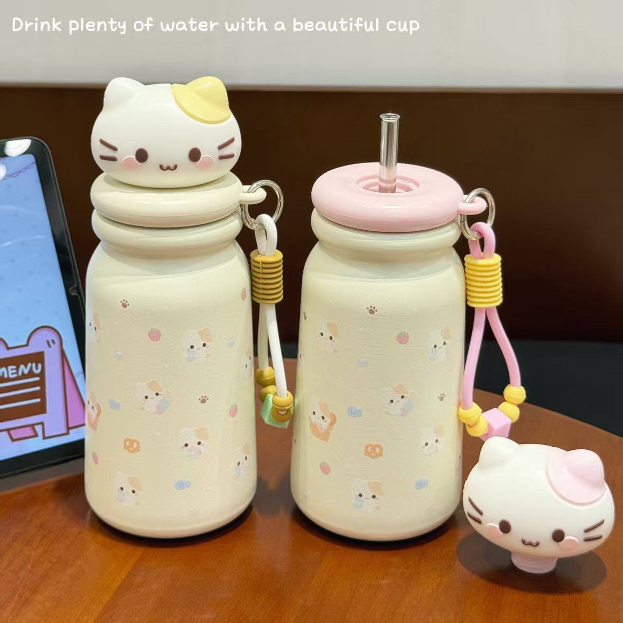 软萌猫咪头不锈钢防漏保温杯