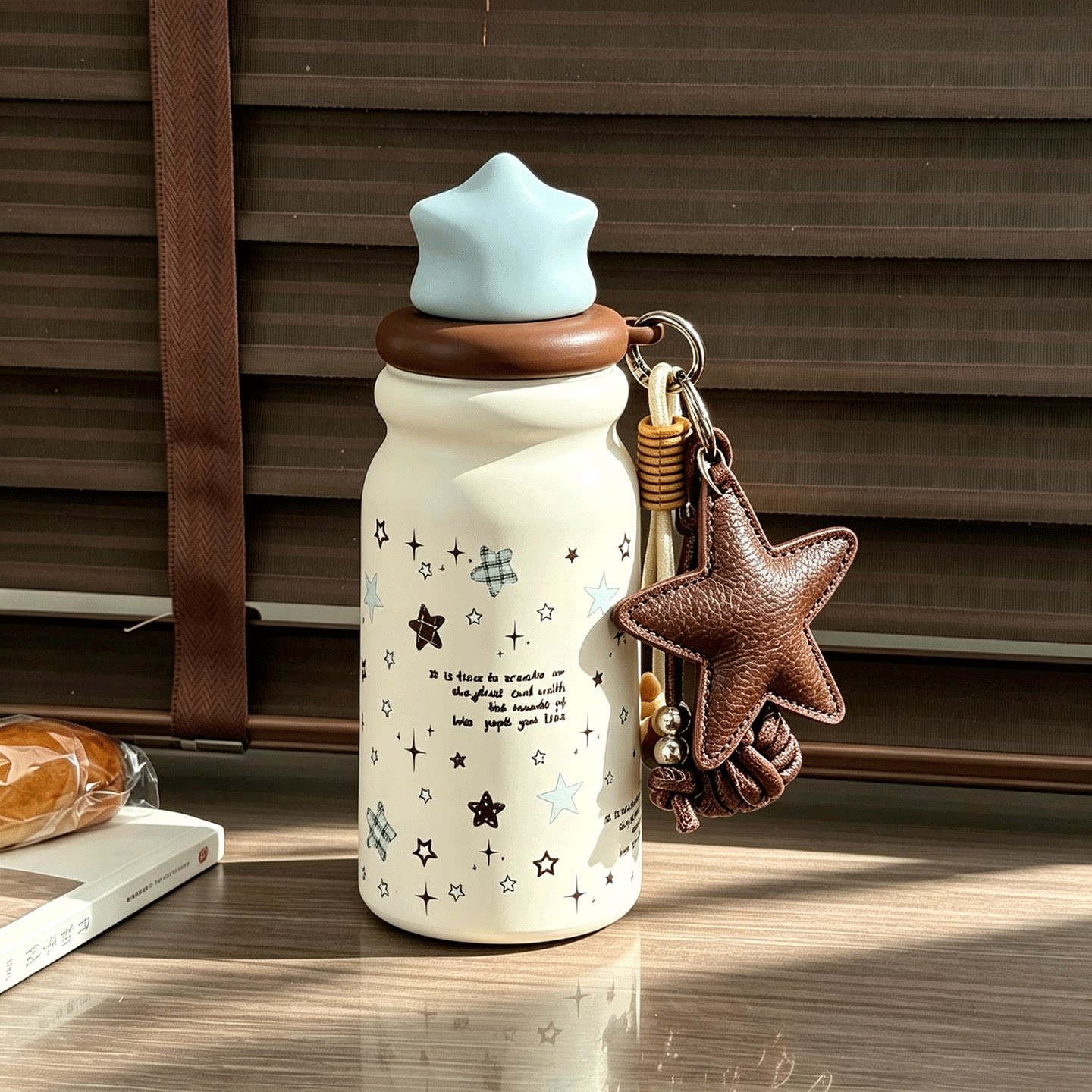 星星盖陶瓷胆保温杯不锈钢吸管杯