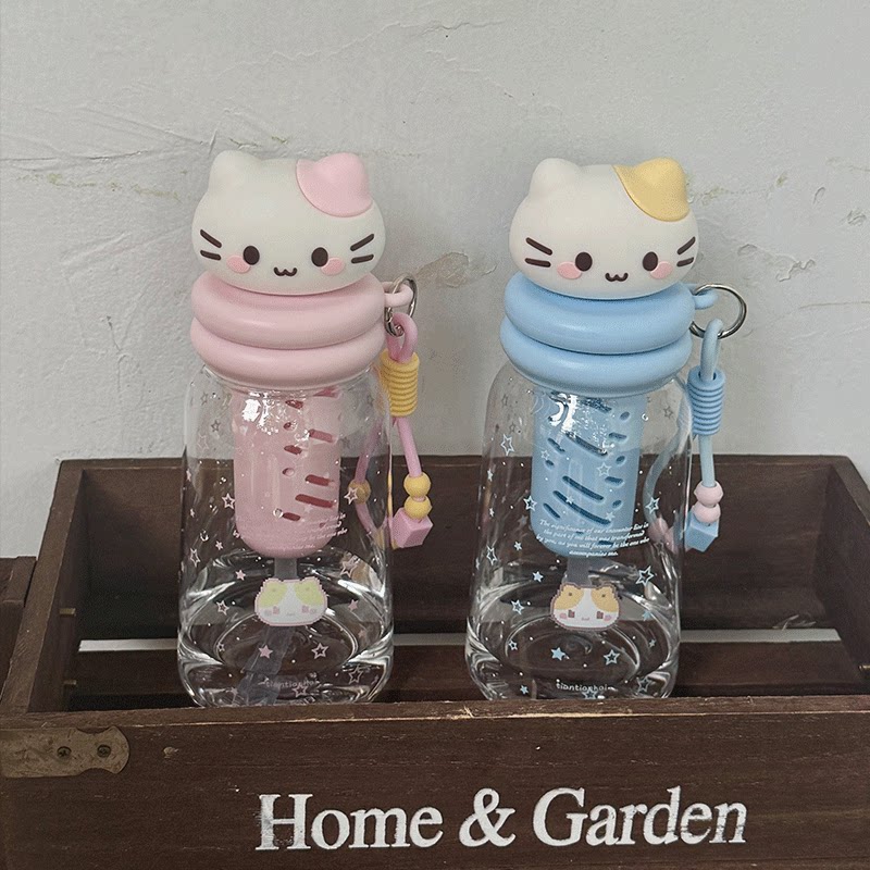 猫咪头tritan母婴级带茶隔吸管杯