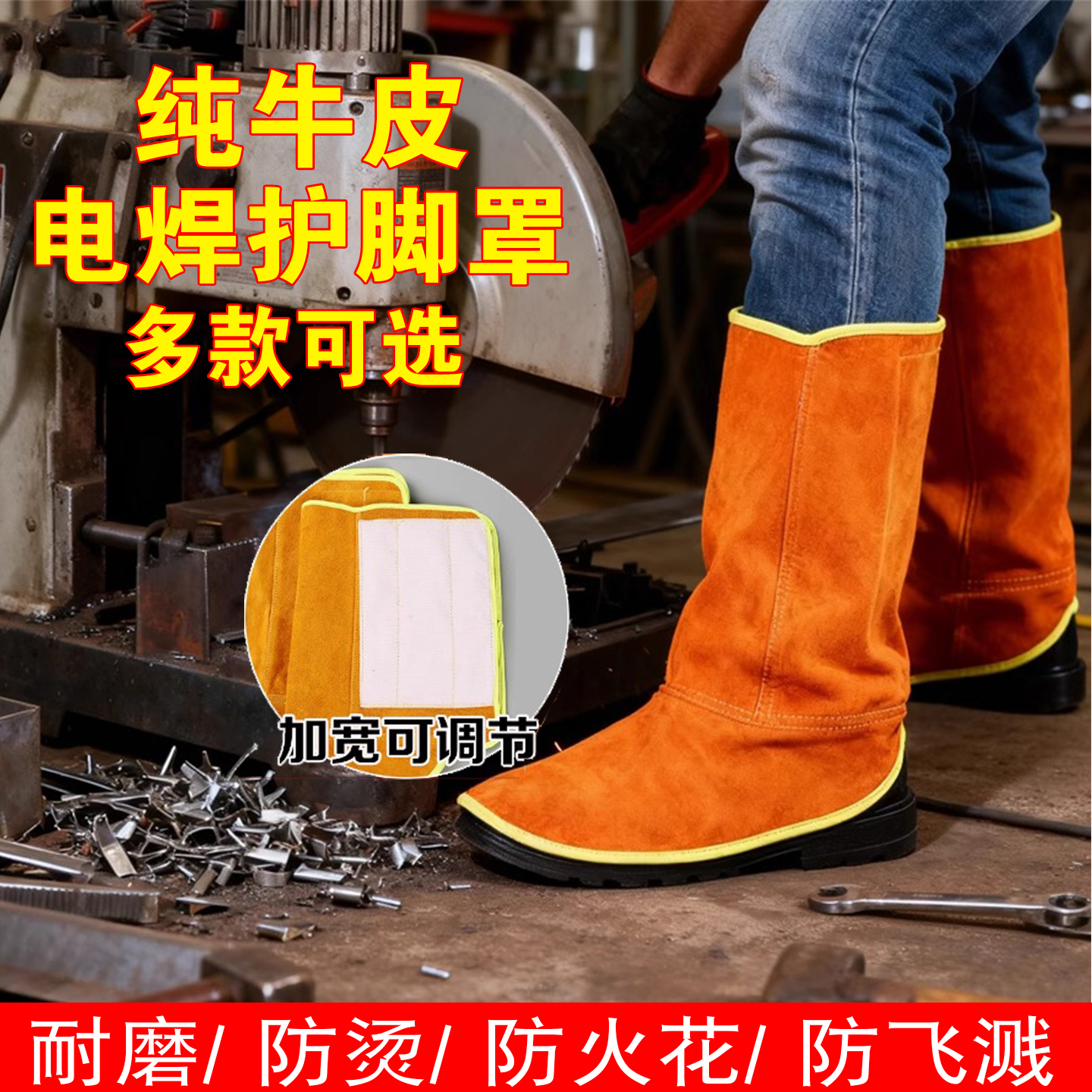 纯牛皮电焊工专用防烫护脚套