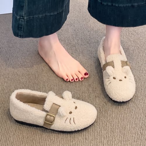 2026新款女款加绒保暖一脚蹬棉鞋