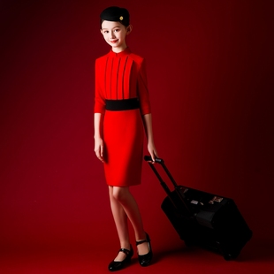 儿童空姐制服 川航小空姐飞行空乘制服 少儿模特走秀团体演出服装