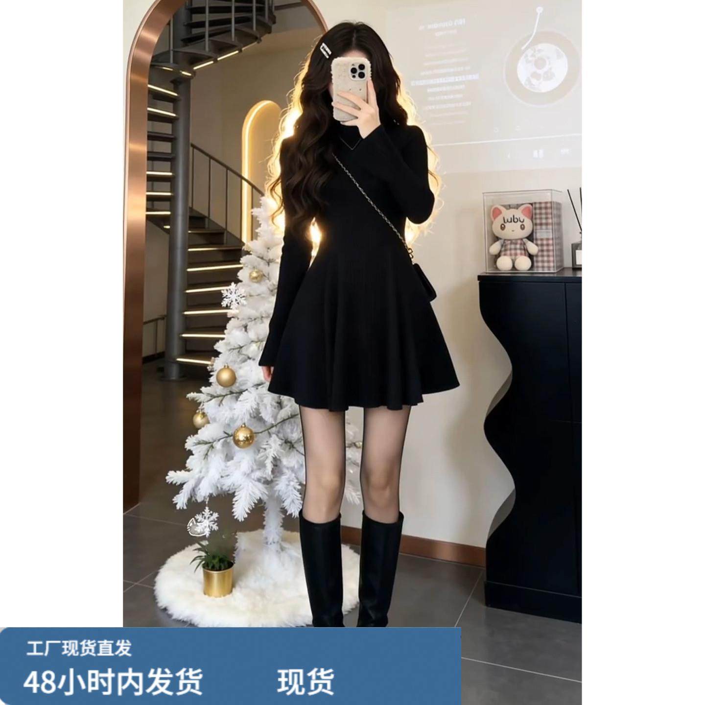 纯欲辣妹风深V领绑带针织长袖连衣裙女2026冬季气质收腰包臀短裙,运动/瑜伽/健身/球迷用品,瑜伽短裙,淘宝优惠券,粉丝福利购,淘宝优惠卷