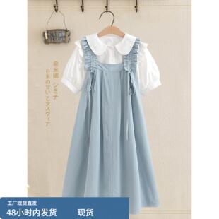 中学生连衣裙高中生夏装初中生背带裙学院风中长款大童新款少女装