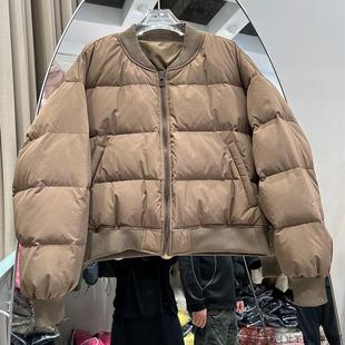 冬季新韩式宽松棒球领女式短羽绒服宽松加厚小面包外套保暖夹克