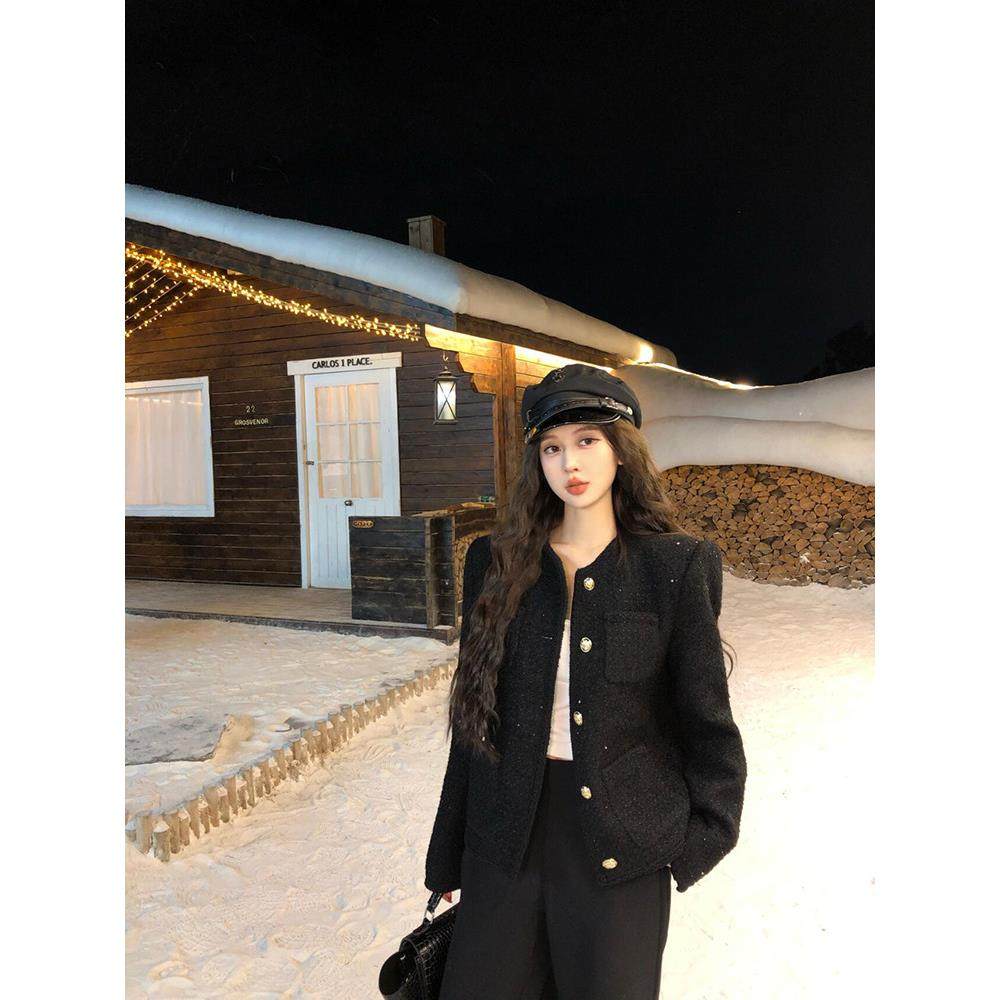 黑色小香风羽绒外套女小个子2025春秋冬季新款法式高级感短款上衣,运动/瑜伽/健身/球迷用品,广场舞套装,淘宝优惠券,粉丝福利购,淘宝优惠卷