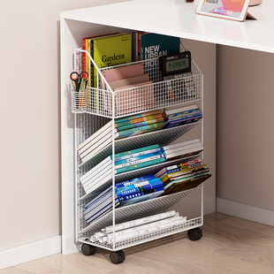 桌下置物架带轮可移动书架桌边儿童书桌学生书本书籍收纳落地书柜