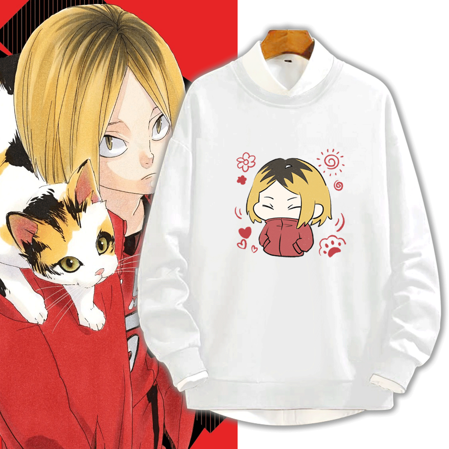 排球少年动漫周边Q版孤爪研磨圆领卫衣男女学生秋冬宽松长袖衣服