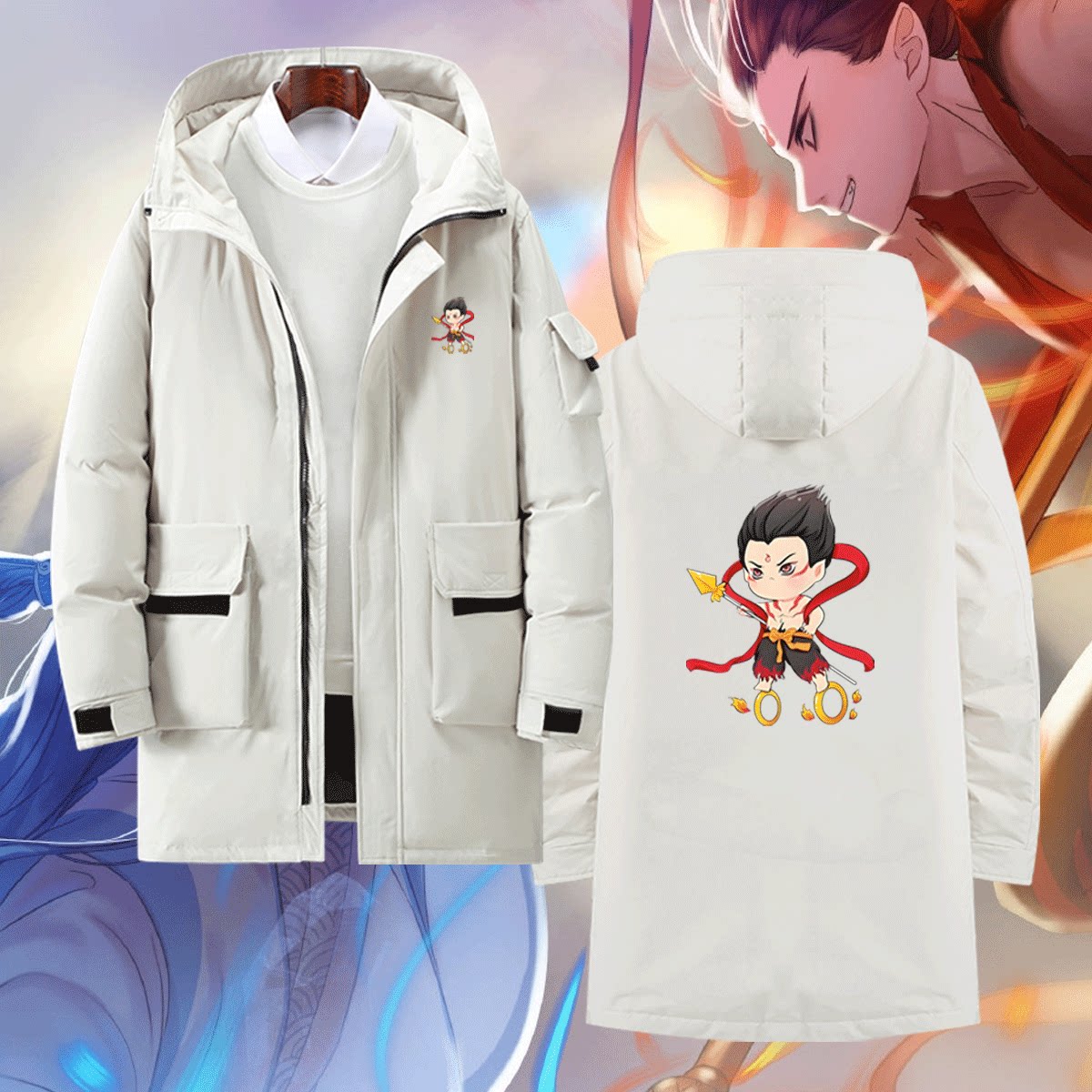 卡通周边休闲百搭拉链带帽羽绒服