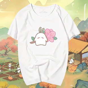 桃园深处有人家萝卜人春日赏花游戏男女情侣定制休闲半袖短袖T恤