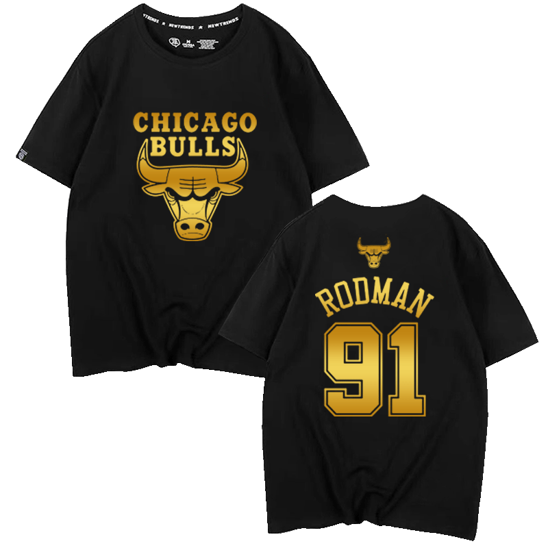 夏季新款罗德曼91号纯棉短袖男女篮球衣训练服烫金烫银定制潮T恤