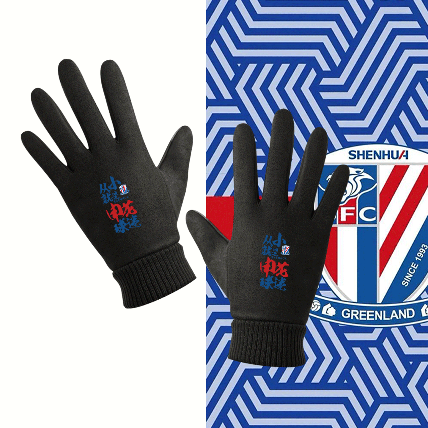 从小就是申花球迷上海申花应援男女休闲情侣定制保暖秋冬分指手套
