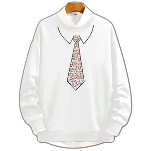 赌侠赌圣周星驰同款个性彩色领带学生百搭宽松套头衫秋冬圆领卫衣