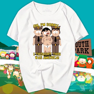學生 southpark南方公園動漫t恤衫 衣服夏裝 男女純棉半截袖 T恤 短袖