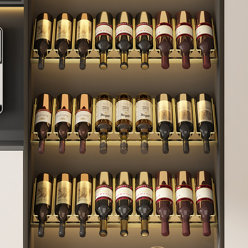 现代轻奢红酒架层架金属倒放葡萄酒装饰酒柜架子发光酒瓶层板定制