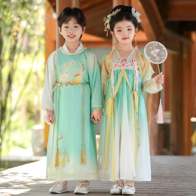 汉服女童元旦儿童演出服日常男童中国风小学生合唱朗诵古装国学服
