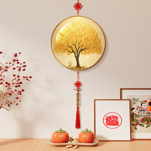 金色发财树2026新款挂饰新年装饰品氛围布置五帝钱客厅房间门挂件