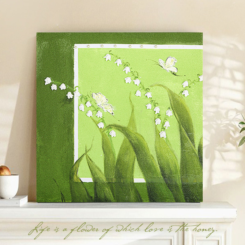 铃兰花卉肌理画diy全套手绘油画石英砂丙烯工具材料包手工装饰画