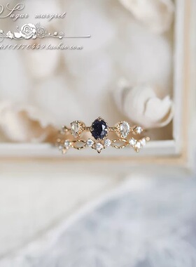 瑞士 Francesca 加勒比蓝焰日系蓝砂金石白托帕轻奢925纯银戒指