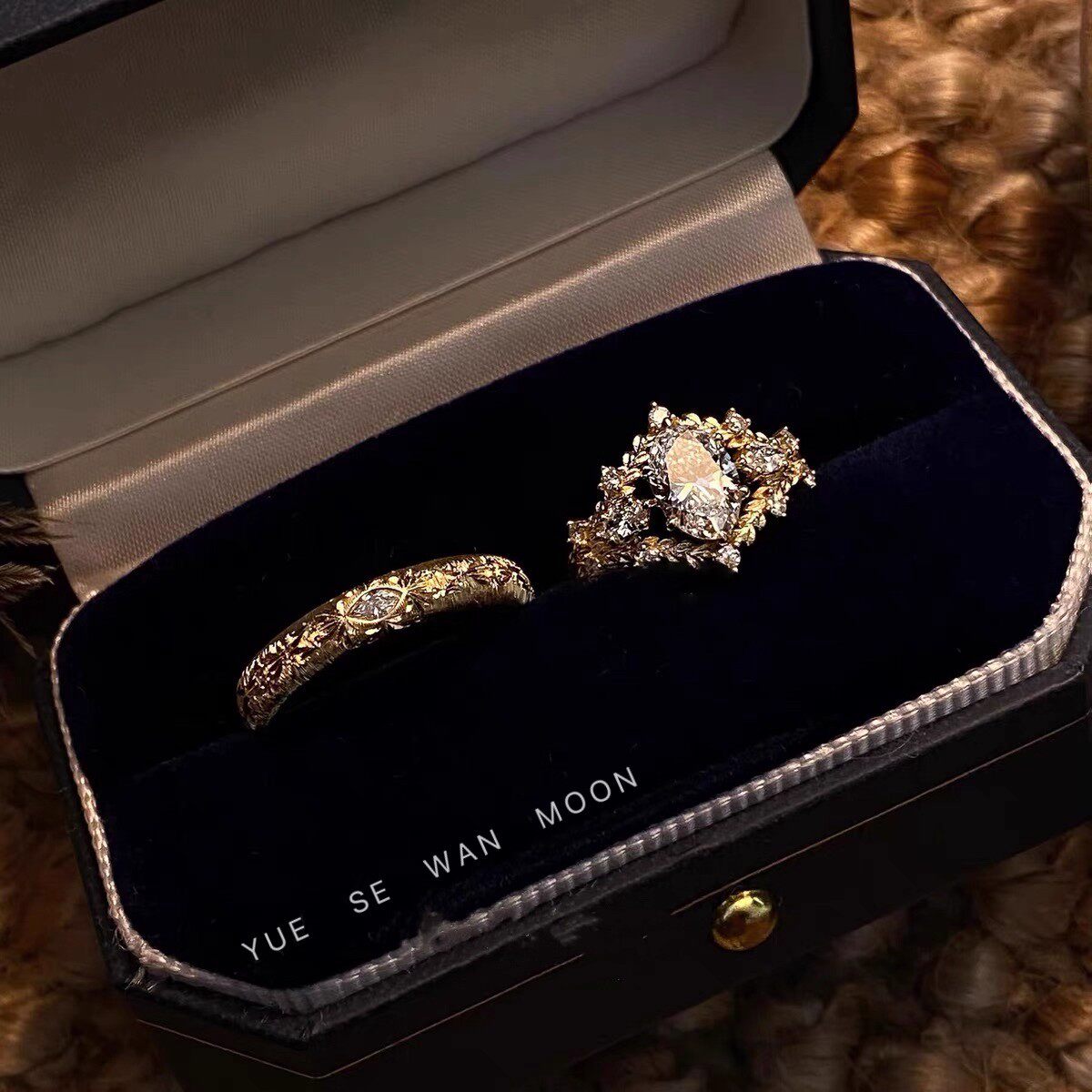 瑞士Francesca【伊甸园夜晚】枝叶缠绕丝金闪钻戒指万缕藤蔓食指