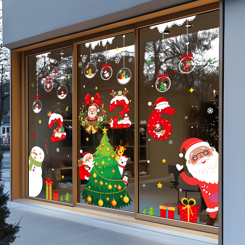 圣诞老人雪花圣诞树商场氛围