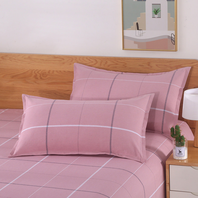 老粗布纯棉枕头套纯棉不起球舒适单个单人学生成人格子信封式枕套