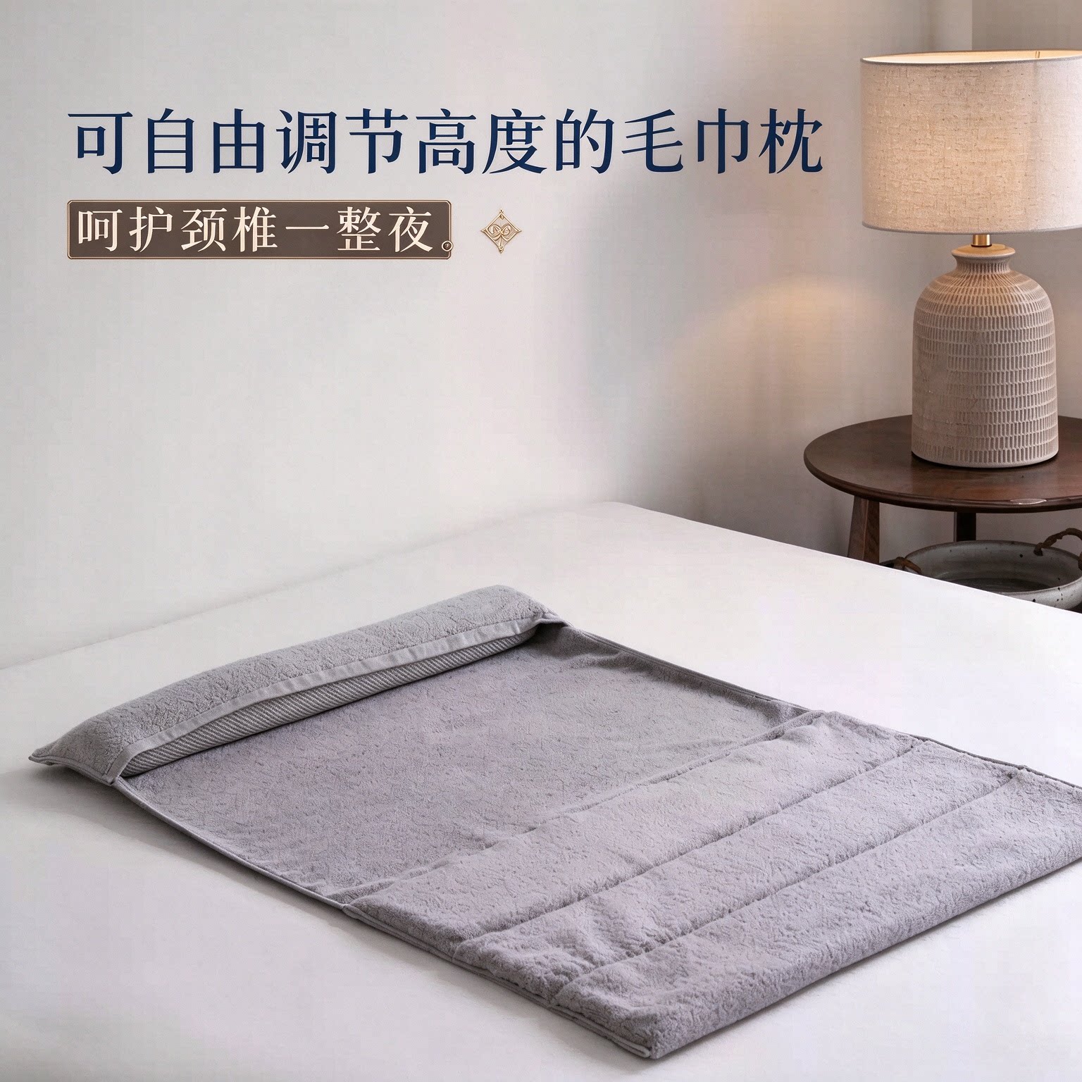 日式可拆可调节全棉毛巾枕头PE软管枕荞麦枕芯长条护颈枕颈椎枕芯