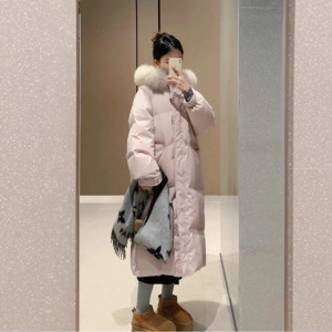 中长款羽绒棉服女2025冬新款超好看韩系加厚大毛领棉衣外套