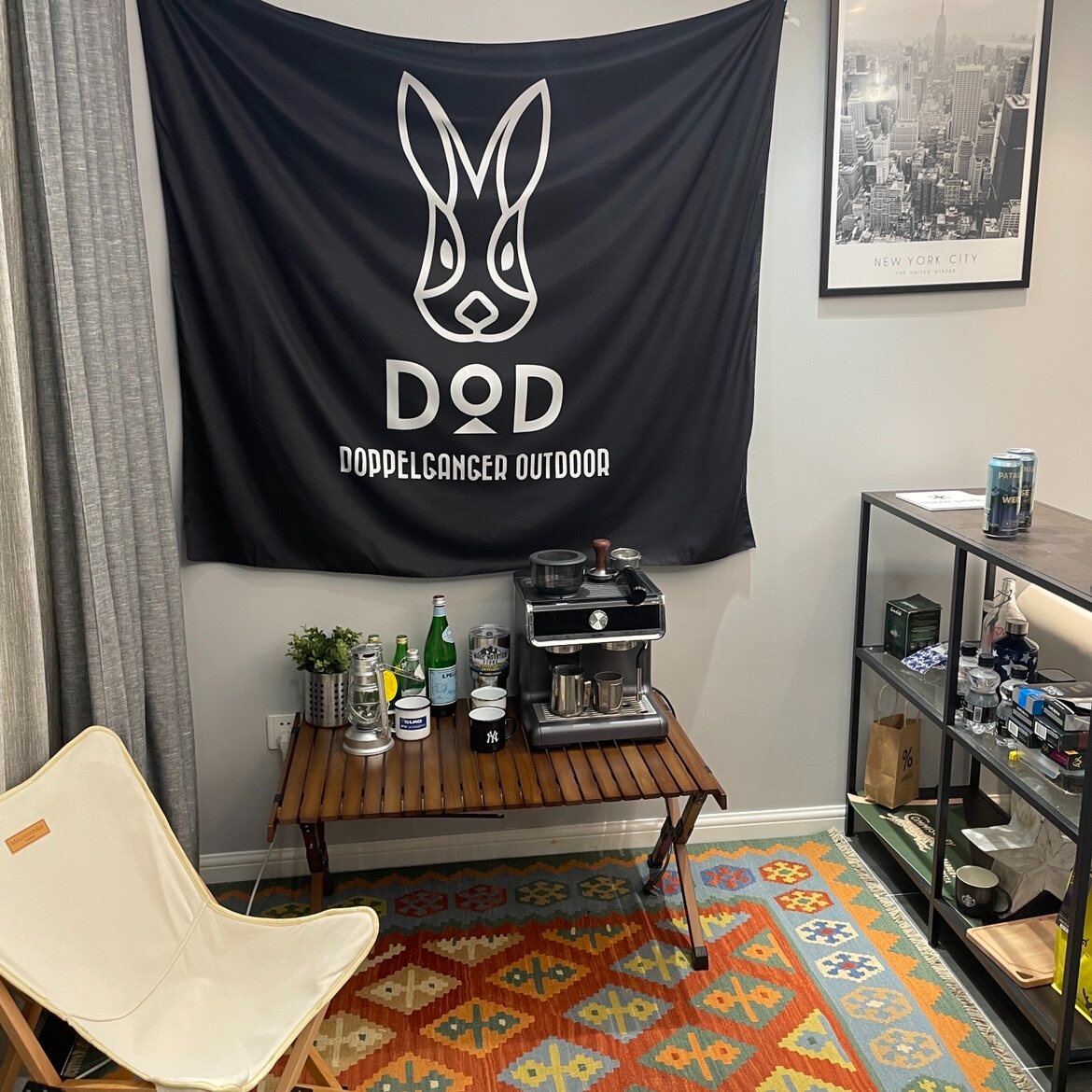 黑底黑兔长方形户外露营 营地集会房间装饰布置修饰背景布挂布