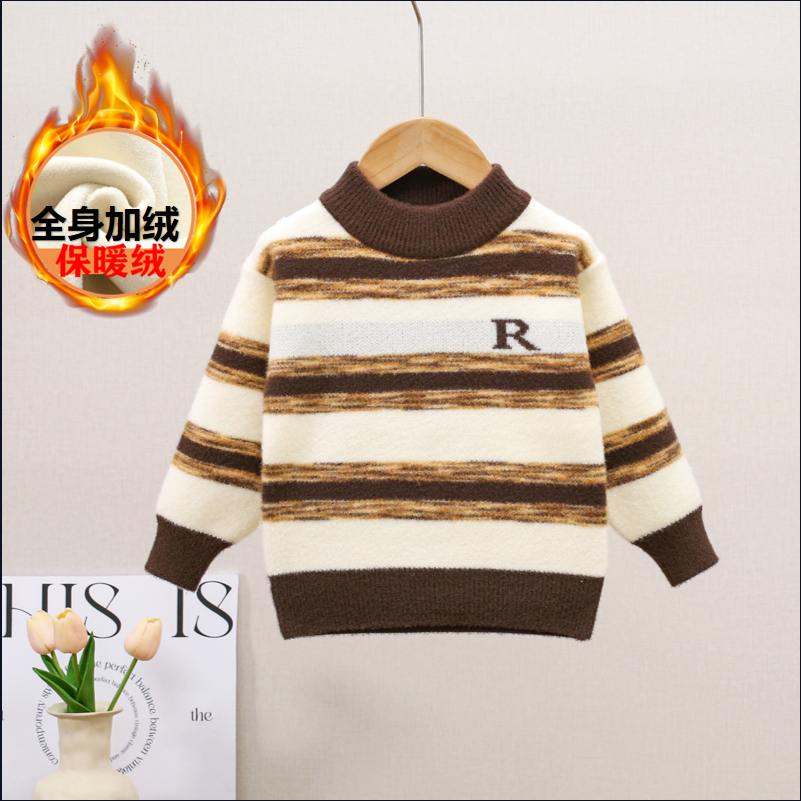 男童高领毛衣冬季韩版儿童加厚打底衫宝宝冬装时髦内搭套头针织衫