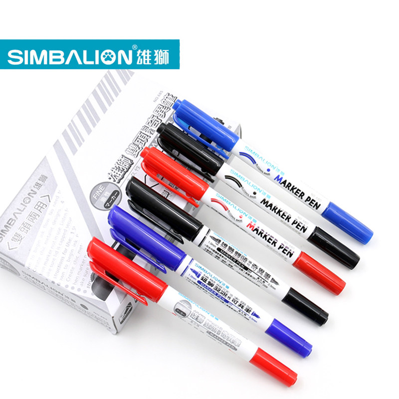 台湾雄狮双头油性奇异笔685一次性记号笔双头勾线笔小双头油性笔
