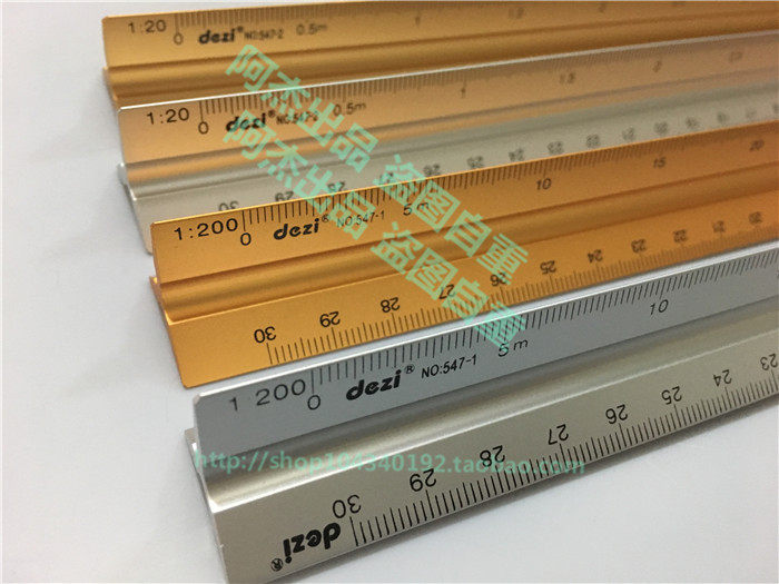 包邮 三棱比例尺1：20\100金属杆铝合金设计制图绘图尺30CM