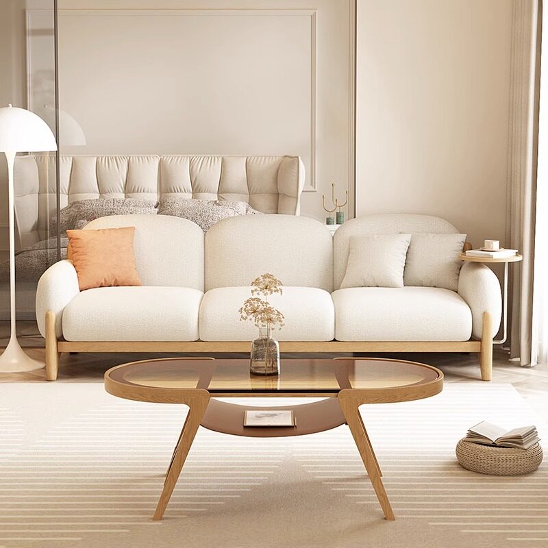 北欧原木小户型客厅现代简约沙发家用羊羔绒沙发功能布艺沙发组合